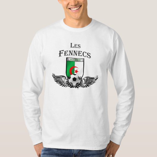 Stylish Les fennecs flag of Algerije badge T-shirt (Voorkant)
