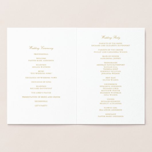Stylish Lijst Wedding Ceremony Programs Folie Kaarten (Binnen)