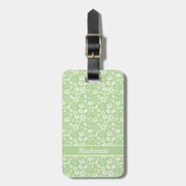 Stylish Lime Green Girly Tropical Spring Flowers Bagagelabel