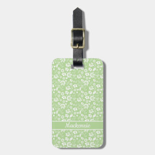 Stylish Lime Green Girly Tropical Spring Flowers Bagagelabel