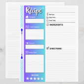 Stylish Lined Recipe Pages (Letter Format Paper) (Voorkant / Achterkant)