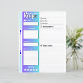 Stylish Lined Recipe Pages (Letter Format Paper) (Staand voorkant)