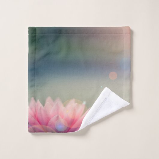 Stylish Lotus Flower Landscape, Zen Bad Handdoek (Wasdoekje)