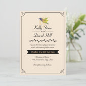 Stylish Love Hummingbird Wedding Invitting Kaart (Staand voorkant)