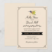 Stylish Love Hummingbird Wedding Invitting Kaart (Voorkant / Achterkant)