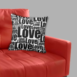 Stylish Love Typography Black & White Sierkussen