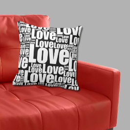 Stylish Love Typography Black & White Sierkussen