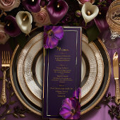 Stylish Luminous Violets Purple Floral Wedding Menu