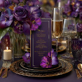 Stylish Luminous Violets Purple Floral Wedding Menu