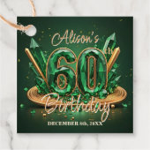 Stylish Luxury Emerald Green Gold 60th Birthday Bedankjes Labels (Voorkant)