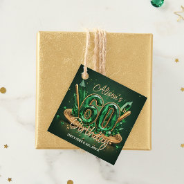 Stylish Luxury Emerald Green Gold 60th Birthday Bedankjes Labels