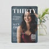 Stylish Magazine Cover Custom Photo 30th Birthday Kaart (Staand voorkant)