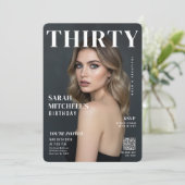 Stylish Magazine Cover Photo 30th Birthday QR Code Kaart (Staand voorkant)