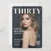 Stylish Magazine Cover Photo 30th Birthday QR Code Kaart (Voorkant)