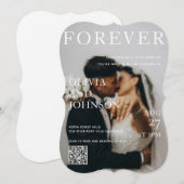 Stylish Magazine Style Qr Code Wedding Invitation Kaart (Voorkant / Achterkant)