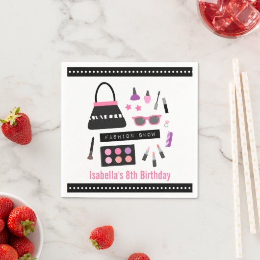 Stylish Makeup Mode Show Birthday Party Napkins Servet (Insitu)