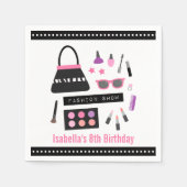 Stylish Makeup Mode Show Birthday Party Napkins Servet (Voorkant)