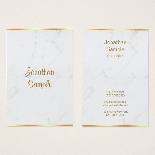 Stylish Marble Gold Typography Script Name Luxury Visitekaartje (Voorkant /achterkant)