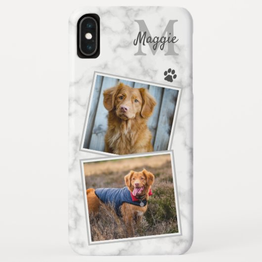 Stylish Marble Monogram Initiaal Dog Pet Foto Case-Mate iPhone Case (Achterkant)