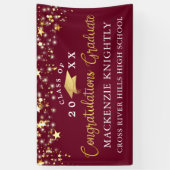 Stylish Maroon Burgundy Gold Script Congring Afstu Spandoek (Verticaal)