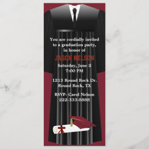 Stylish Maroon Graduation Party Invitation Kaart