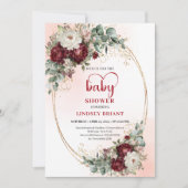 Stylish Marsala Flowers Greenery Baby Shower Card Kaart (Voorkant)