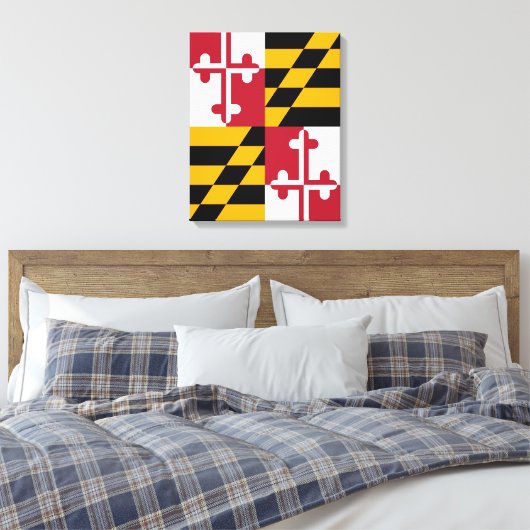 Stylish Maryland State Flag Decor Canvas Afdruk (Insitu (Slaapkamer))