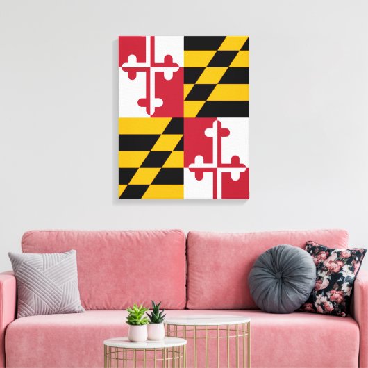 Stylish Maryland State Flag Decor Canvas Afdruk (Insitu (Woonkamer))