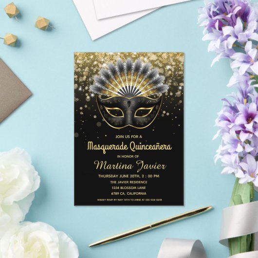 Stylish Masquerade Quinceañera 15th Birthday Acryl Uitnodigingen (Insitu (Huwelijk))