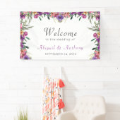 Stylish Mauve Floral Waterverf Welcome Wedding  Spandoek (Insitu)