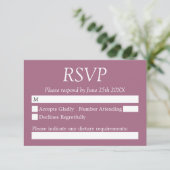 Stylish Mauve Wedding RSVP Kaart (Staand voorkant)
