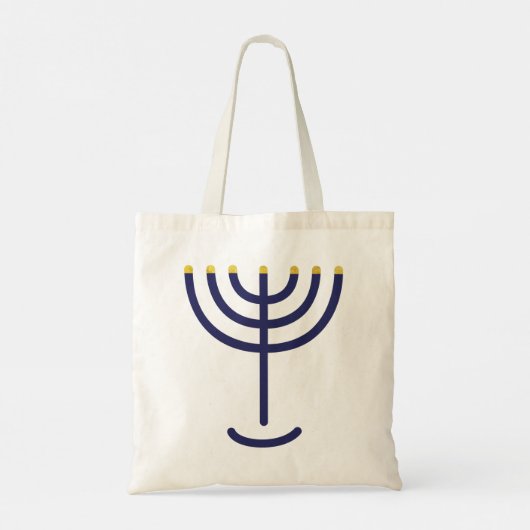 Stylish Menorah Navy Gold Tote Bag (Achterkant)