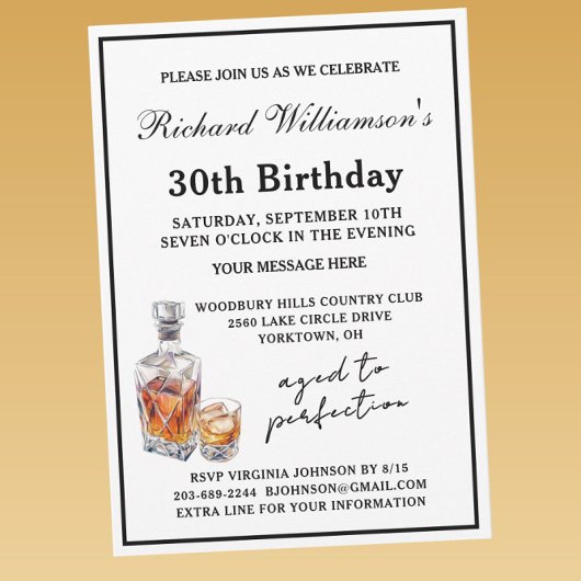 Stylish Men's 30th Birthday Party Classic  Kaart
