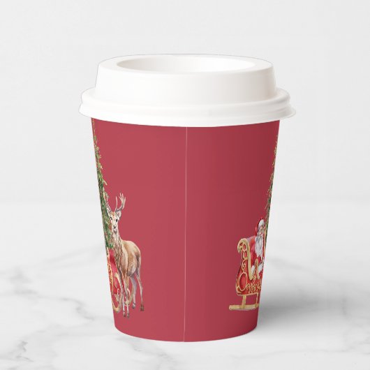 Stylish Merry Christmas Modern Holiday Pattern Cup Papieren Bekers (Rechts)