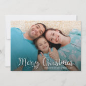 Stylish Merry Kerstscript Foto Feestdagenkaart (Voorkant)