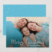 Stylish Merry Kerstscript Foto Feestdagenkaart (Voorkant / Achterkant)