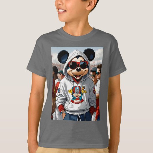 "Stylish Mickey: The White Hoodie Chronicles" T-shirt (Voorkant)
