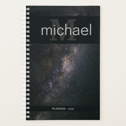 Stylish Milky Way Monogrammed Planner (Voorkant)