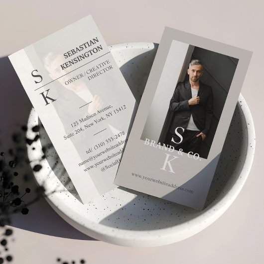 Stylish Minimal Modern Monogram Professional Photo Visitekaartje