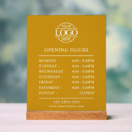 Stylish Minimal Mustard Business Opening Hours Acryl Bord