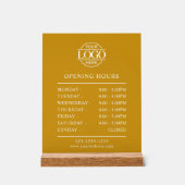 Stylish Minimal Mustard Business Opening Hours Acryl Bord (Voorkant)
