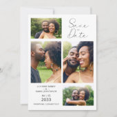 Stylish Minimalist Custom 4-Photo Wedding Save The Date (Voorkant)
