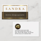 Stylish Minimalist Wood Timber Gold Frame Visitekaartje (Voorkant / Achterkant)