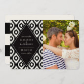 Stylish Mod Diamond Ikat Photo Save the Date Kaart (Voorkant / Achterkant)