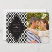 Stylish Mod Diamond Ikat Photo Save the Date Kaart (Voorkant)