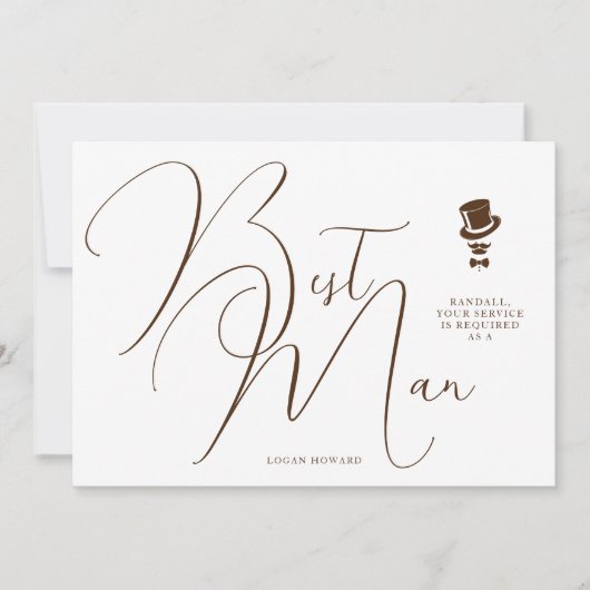 Stylish Modern Best Man Wedding Simple Proposal  Kaart (Voorkant)