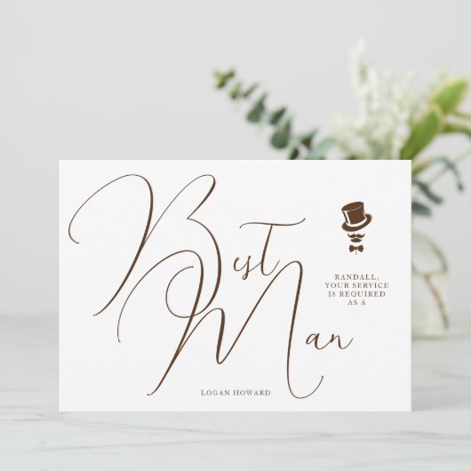 Stylish Modern Best Man Wedding Simple Proposal  Kaart (Staand voorkant)