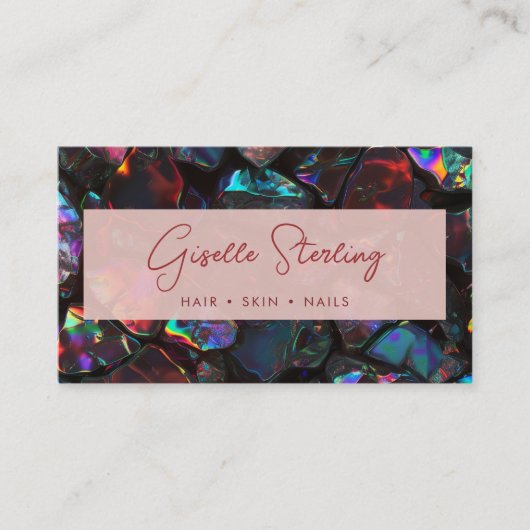 Stylish Modern Black Opal Professional QR Code Visitekaartje (Voorkant)