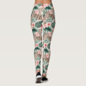 Stylish Modern Boho Waterverf Tropical Floral Leggings (Achterkant)