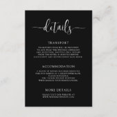Stylish Modern Calligraphy Black Wedding Details Informatiekaartje (Voorkant)